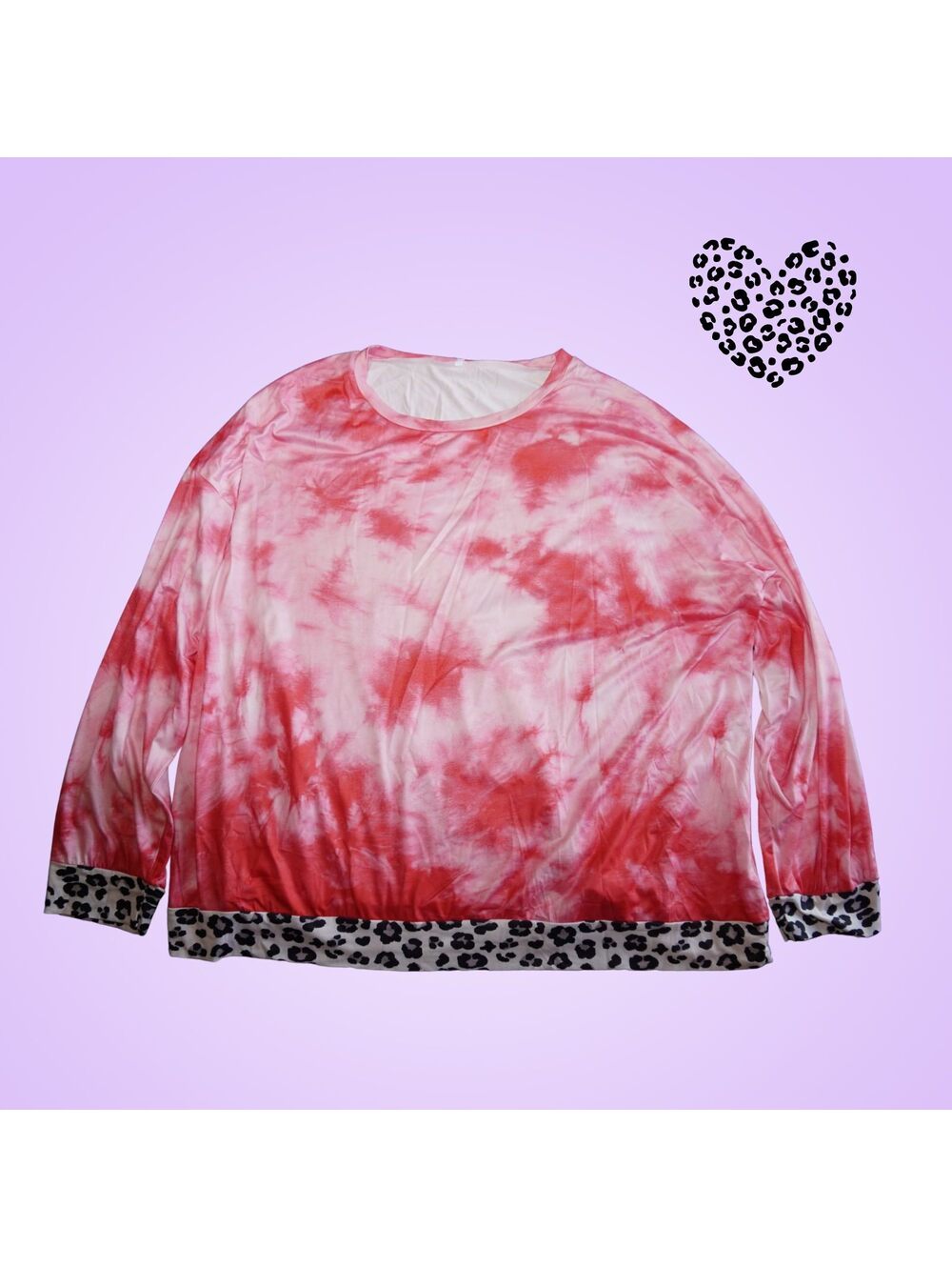 New Plus Size 5XL Pink Tie-Dye Leopard Top | Runs Small | See Measurements